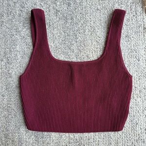 Cropped Babaton Maroon stretchy square neck tank size S